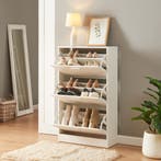 Schoenenkast Sykkylven 3 kleppen wit 103x60x24 cm [en.casa], Huis en Inrichting, Verzenden, Nieuw