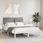 vidaXL Bedframe met Gevoerd Hoofdgedeelte Lichtgrijs 135 x, Huis en Inrichting, Slaapkamer | Bedden, Verzenden, Nieuw, Hout