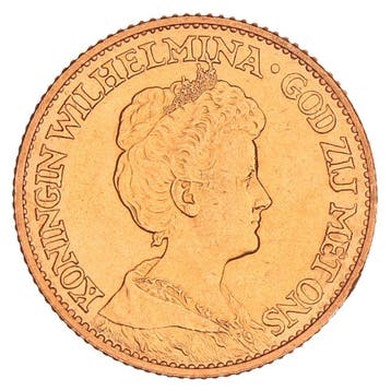 Gouden 10 Gulden Wilhelmina 1913 Pr+, Verzenden