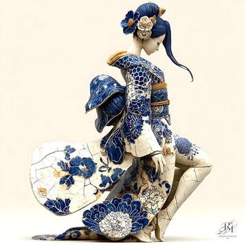 NYX (XX) - Blue Porcelain Geisha – Japanese Contemporary Art