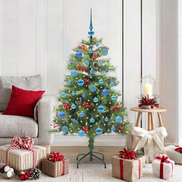vidaXL Kunstkerstboom 150 LEDs Warmwit PVC en Metaal Groen, Verzenden, Nieuw