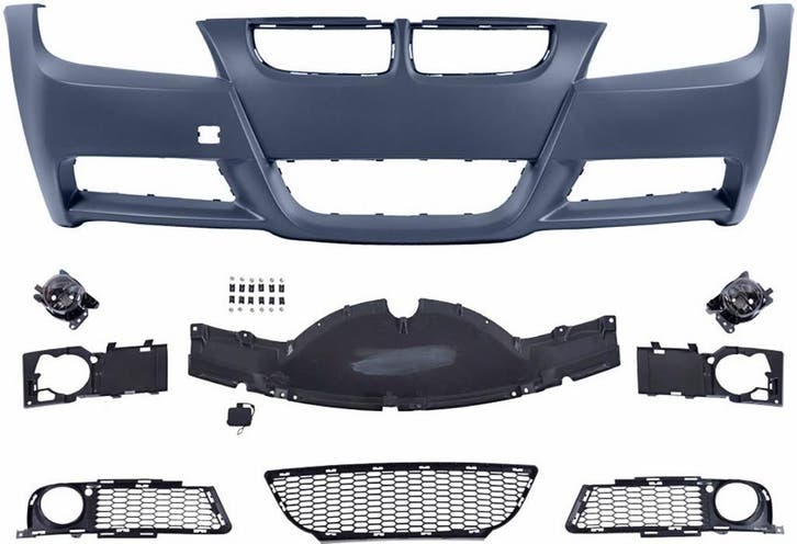 M-Pakket Voorbumper Met PDC Met Sproeiers BMW E90 E91 B0481, Auto-onderdelen, Carrosserie en Plaatwerk, Nieuw, BMW, Voor, Bumper