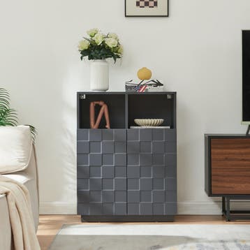 Commode Bopibobro 86x64x36 cm donkergrijs [en.casa], Verzenden, Nieuw
