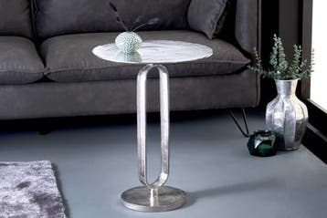 Ronde bijzettafel ELEGANCE 60cm zilver metaal aluminium, Ophalen of Verzenden, Nieuw