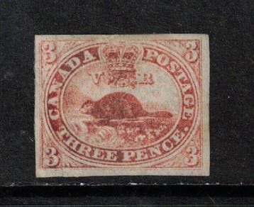 Canada 1851 - Canada 1851 3d Beaver, Scott 1, zonder, Gestempeld