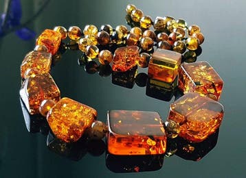 Amber Vintage Zeldzame Baltische Barnsteen Ketting met Grote