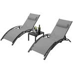 3-Delige Aluminium Loungeset met Verstelbare Stoelen, Tuin en Terras, Tuinstoelen, Verzenden, Nieuw