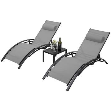 3-Delige Aluminium Loungeset met Verstelbare Stoelen, Verzenden, Nieuw