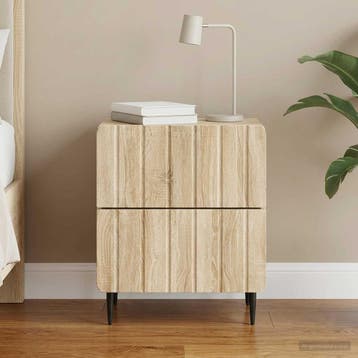 vidaXL Nachtkastje Sonoma Eiken 43 x 34,5 x 49,5 cm Bewerkt, Minder dan 45 cm, Verzenden, Nieuw, Minder dan 55 cm