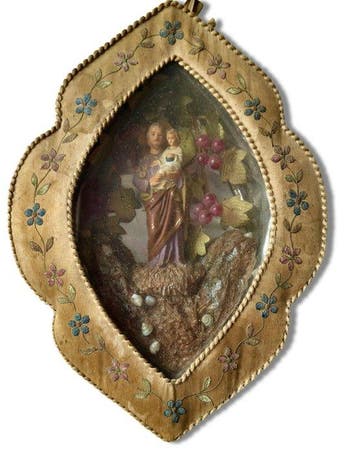 Antieke devotionele wandkist - Sint-Jozef met Jezuskind - 33