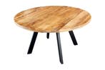 Eettafel IRON CRAFT Ø 140cm rond mango naturel met zwarte, Ophalen of Verzenden, Nieuw