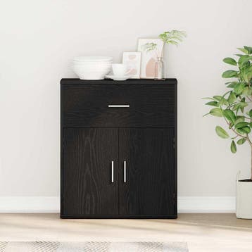 vidaXL Dressoir Zwart Eiken 60 x 31 x 70 cm Bewerkt hout, Verzenden, Nieuw, Overige houtsoorten, Minder dan 50 cm