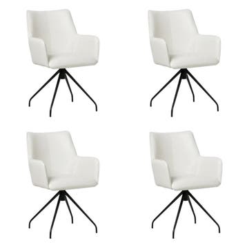 Set van 4 Leren draaibare eetkamerstoelen Wave - Toledo, Huis en Inrichting, Stoelen, Ophalen of Verzenden, Nieuw, Leer, Vijf, Zes of meer stoelen