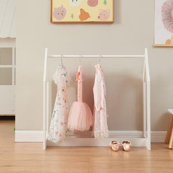 [en.casa] Kledingrek Værløse 78x75x35 cm wit en houtkleurig, Verzenden, Nieuw