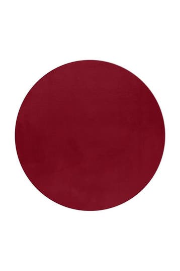 Rond Wasbaar Vloerkleed | Pouffy | Uni | Rood | 160x160 cm, Verzenden, Nieuw