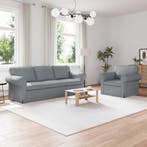 vidaXL Bankstel 2 pcs Lichtgrijs 215 x 82 x 80 cm Stof, Huis en Inrichting, Banken | Bankstellen, Verzenden, Nieuw, Stof, Minder dan 150 cm