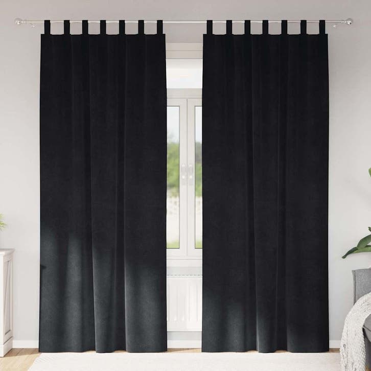 vidaXL Verduisterende gordijnen 2 pcs Zwart 140 x 245 cm, Huis en Inrichting, Stoffering | Gordijnen en Lamellen, Zwart, Nieuw