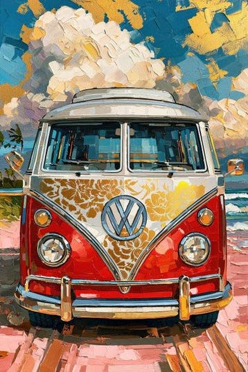 Iconica - Vintage Hippie VW - unique 1/1 XXL (150 x 100 cm)