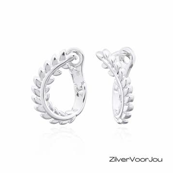 Zilveren curly leafy steker clip oorbellen, Verzenden, Nieuw, Zilver