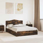 vidaXL Opslag bed met lade Gerookt eiken 160 x 200 cm, Huis en Inrichting, Slaapkamer | Bedden, Verzenden, Nieuw, Bruin, Hout