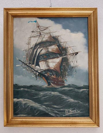 Renato Longanesi (1931) - Vascello fra le onde - Marina con