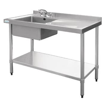RVS Horeca spoeltafel | spoelbak links | 120x60x90 cm Vogue, Verzenden, Nieuw in verpakking