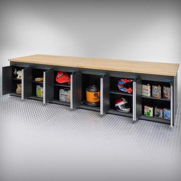 Datona Werkbank PRO eiken - 12 opbergkasten - 400 cm - zwart, Ophalen of Verzenden, Nieuw