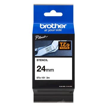 Brother STe-151 stenciltape zwart op transparant 24 mm, Computers en Software, Printerbenodigdheden, Verzenden, Nieuw, Printertape