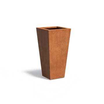 Cortenstaal plantenbak taps 50x50x100cm - Met bodem, Tuin en Terras, Bloembakken en Plantenbakken, Minder dan 60 cm, Vierkant