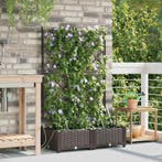 vidaXL Tuin Bloempot 2 pcs Bruin Kunststof, Kunststof, Verzenden, Minder dan 60 cm, Nieuw