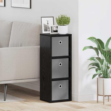 vidaXL Dressoir met lade Zwart Eiken 25,5 x 22 x 69,5 cm, Huis en Inrichting, Verzenden, Nieuw, Minder dan 25 cm, Overige houtsoorten