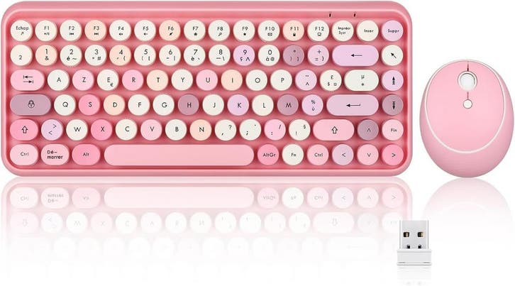 Draadloze Computerset Mini - Retro | 60% Korting, Computers en Software, Toetsenborden, Multimediatoetsen, Draadloos, Azerty, Nieuw