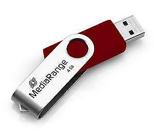 MediaRange | USB Stick | 4 GB | USB 2.0 | Twister | Rood, Computers en Software, USB Sticks, Verzenden, Nieuw