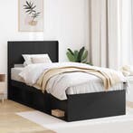 vidaXL Bedframe met opbergruimte en hoofdbord Zwart 90 x 190, Verzenden, Nieuw, Zwart, Hout