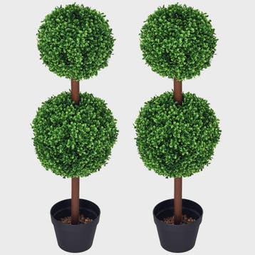 Set van 2 Kunstplanten Buxus Bolvorm 90cm Hoog - Realistisch, Huis en Inrichting, Verzenden, Nieuw