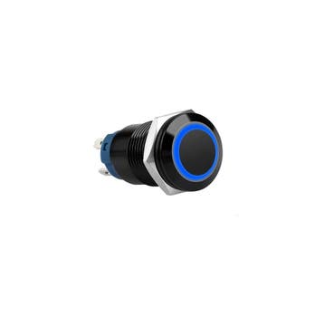 Push schakelaar 19mm - blauwe LED verlichting – 12V / 24V, Ophalen of Verzenden, Nieuw