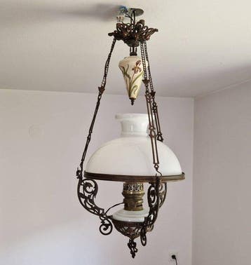 Plafondlamp - melkglas - Elektrische olielamp