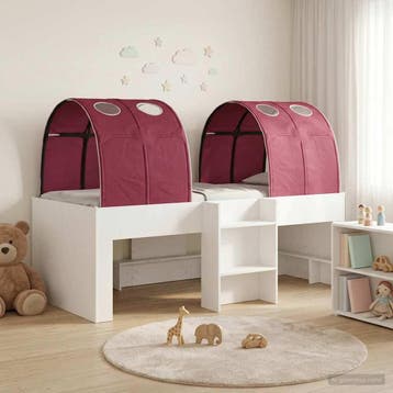 vidaXL Bed met Tunnel 3 st Wit en Rood Bewerkt hout, Verzenden, Nieuw, Wit, Hout