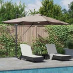 vidaXL Parasol Taupe 351 x 250 x 253 cm Polyester en, Tuin en Terras, Parasols, Verzenden, Nieuw, 2 tot 3 meter