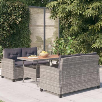vidaXL 3-delige Tuinset poly rattan en massief acaciahout, Verzenden, Nieuw, 3 zitplaatsen, Tuinset