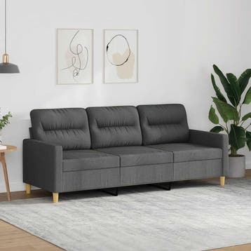 vidaXL Driezitsbank 180 cm stof donkergrijs, Verzenden, Nieuw, Driepersoons, Stof
