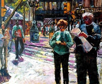 Alvaro Espinosa (1965) - Mañana Primaveral en las Ramblas, Antiek en Kunst
