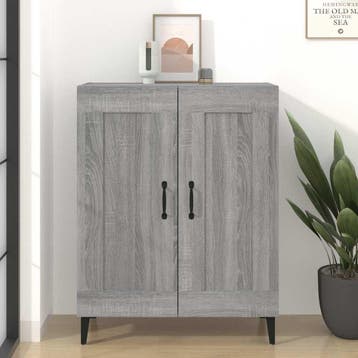 vidaXL Dressoir 69,5x34x90 cm bewerkt hout grijs sonoma, Verzenden, Nieuw, Overige houtsoorten, Minder dan 50 cm