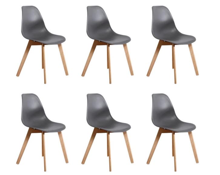 Eetkamerstoelen Set 6 | Grijs Polypropyleen | Nieuw | Sch..., Huis en Inrichting, Stoelen, Vijf, Zes of meer stoelen, Grijs, Nieuw