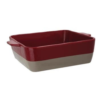 Braadslede | Keramiek | Rood/Taupe | 4.2L | 310x250x85(h)mm, Verzenden, Nieuw in verpakking