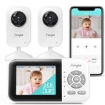 Babyfoon 2 Camera’s 2.8 Inch Monitor Nachtzicht App, Verzenden, Nieuw