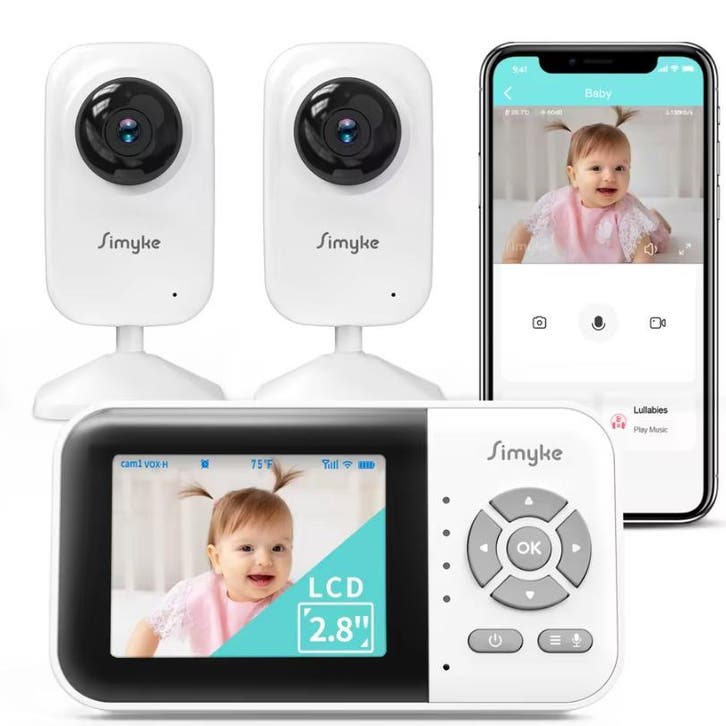 Babyfoon 2 Camera’s 2.8 Inch Monitor Nachtzicht App, Kinderen en Baby's, Babyfoons, Nieuw, Verzenden