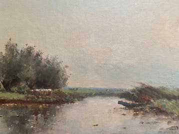Aris Knikker (1887-1962) - Polderlandschap met visser