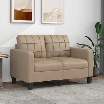 vidaXL Tweezitsbank 120 cm kunstleer cappuccinokleurig, Verzenden, Leer, Minder dan 150 cm, Nieuw