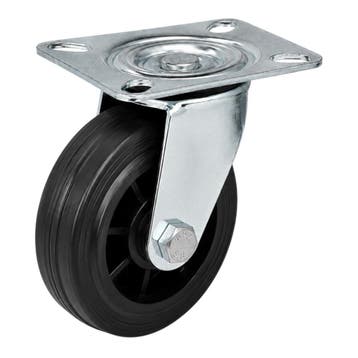 Rubberen zwenkwielen 125 mm ZW001, Doe-het-zelf en Verbouw, Zwenkwielen, Nieuw